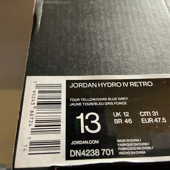 Nike Jordan Hydro IV Retro 4 Lightning Yellow Black Men Size Sandal DN4238-701 main image 8